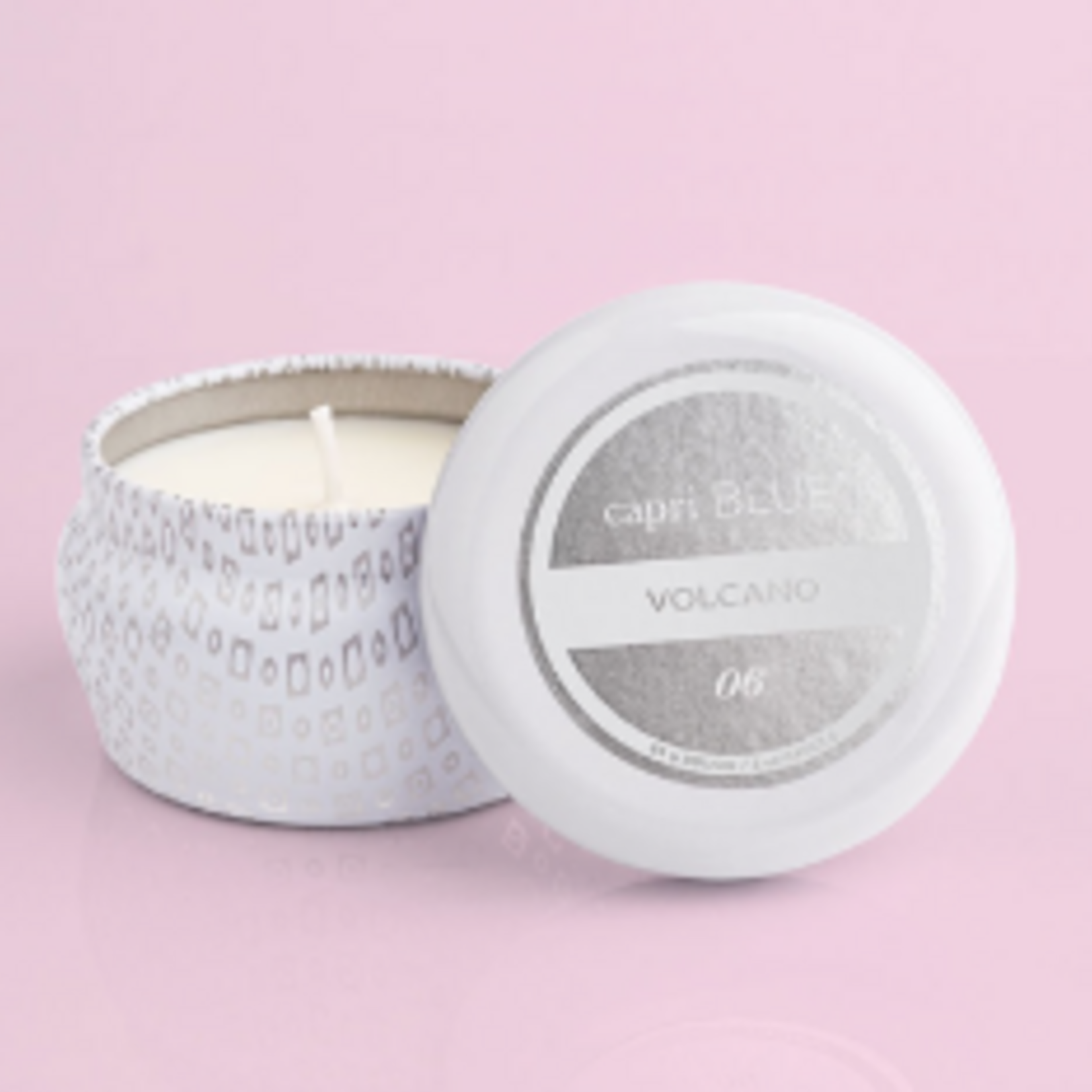 Capri Blue White Printed Mini Tin, Volcano, 3 oz.