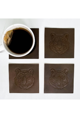 The Royal Standard Tiger Leather Embossed Coasters, s/4