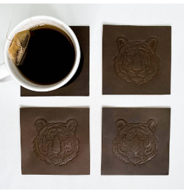 The Royal Standard Tiger Leather Embossed Coasters, s/4
