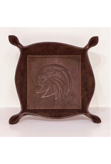 The Royal Standard Eagle Leather Embossed Valet Tray, Dark Brown