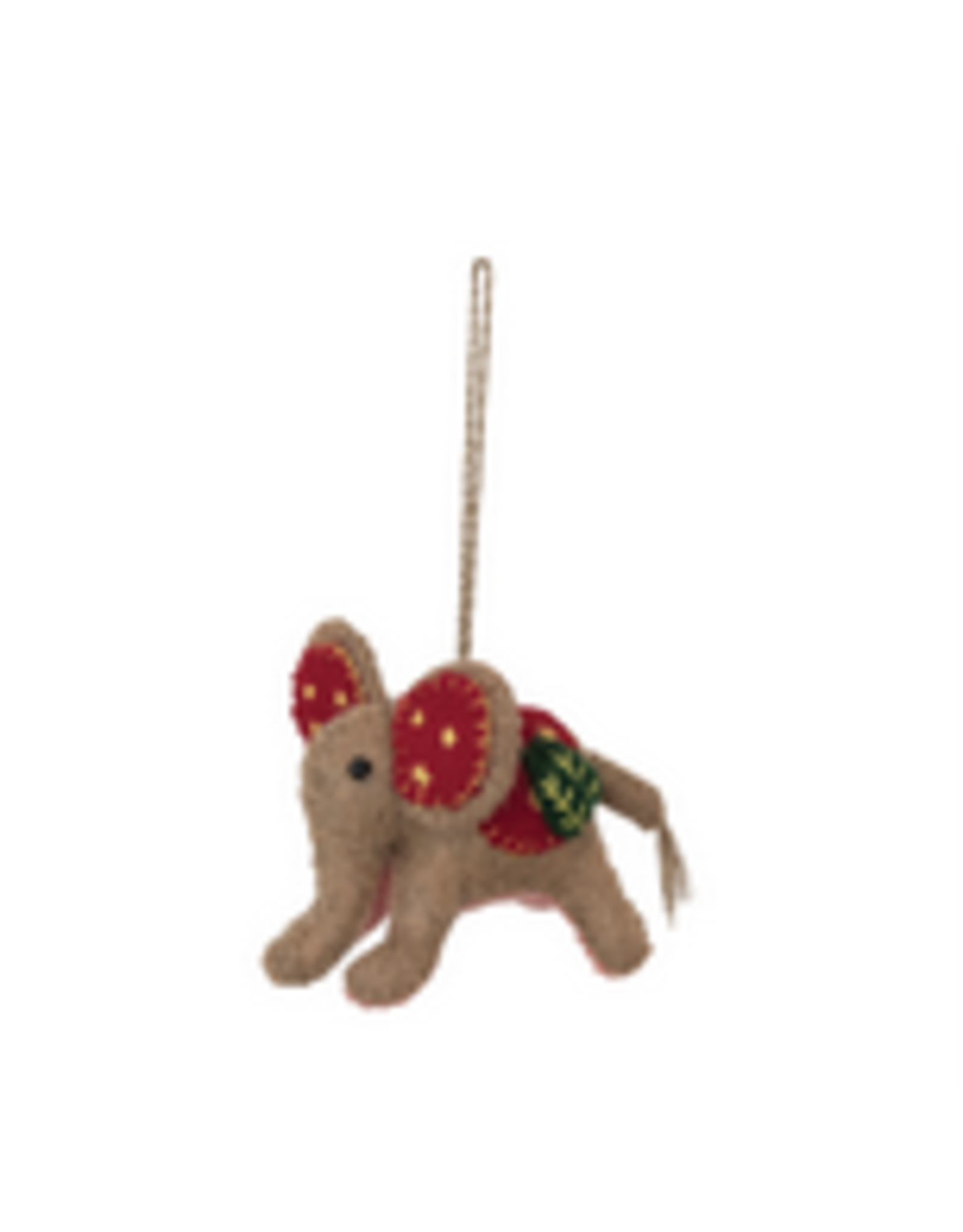 Creative Co-Op 2-1/2"H Wool Felt Elephant Ornament with Embroidery and Applique