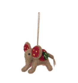 Creative Co-Op 2-1/2"H Wool Felt Elephant Ornament with Embroidery and Applique