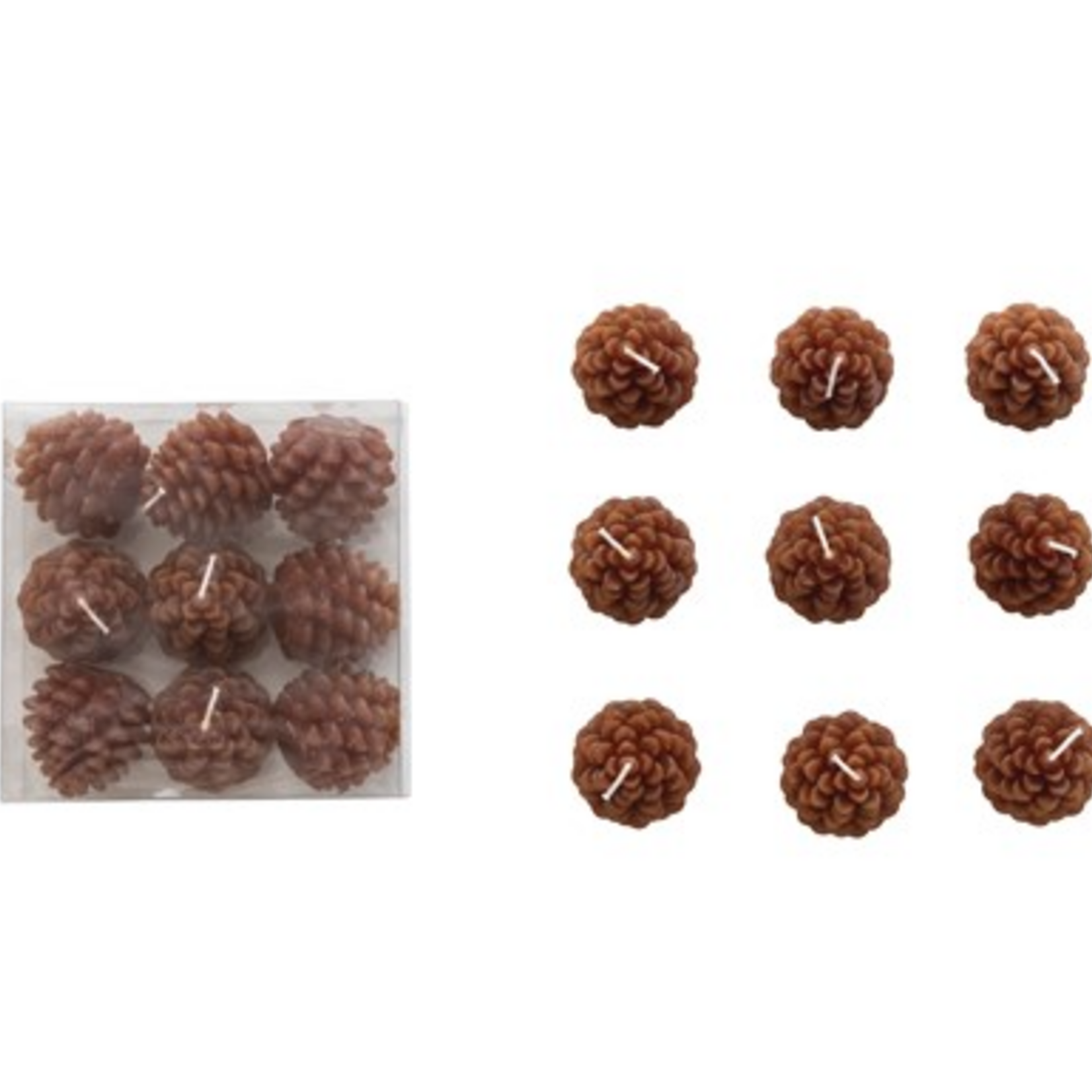 Creative Co-Op Unscented Pinecone Shaped Tealights, Brown