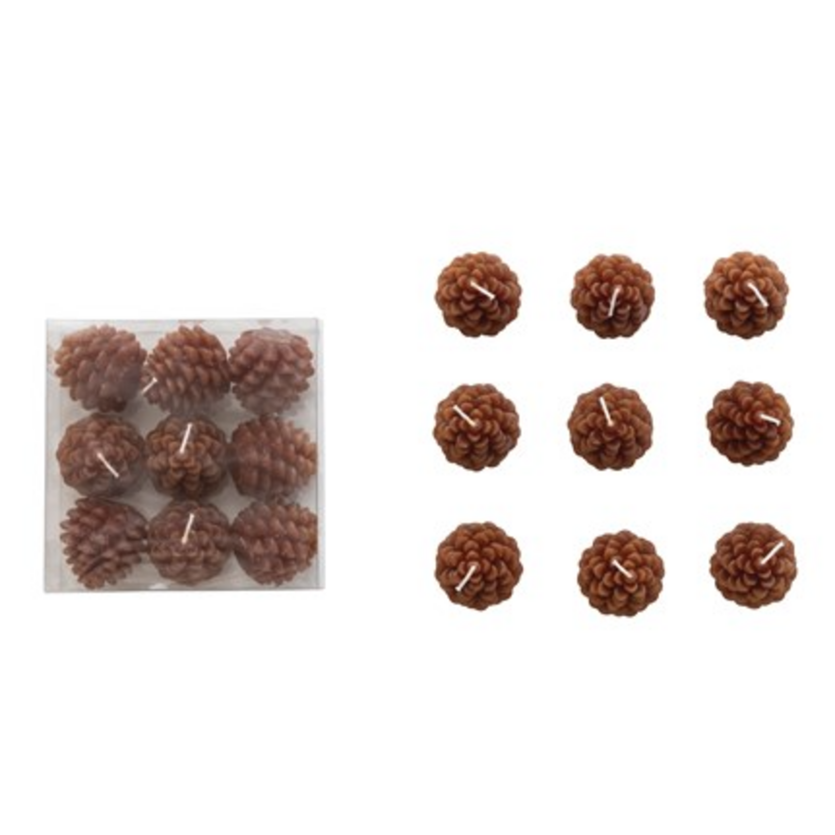 Creative Co-Op Unscented Pinecone Shaped Tealights, Brown