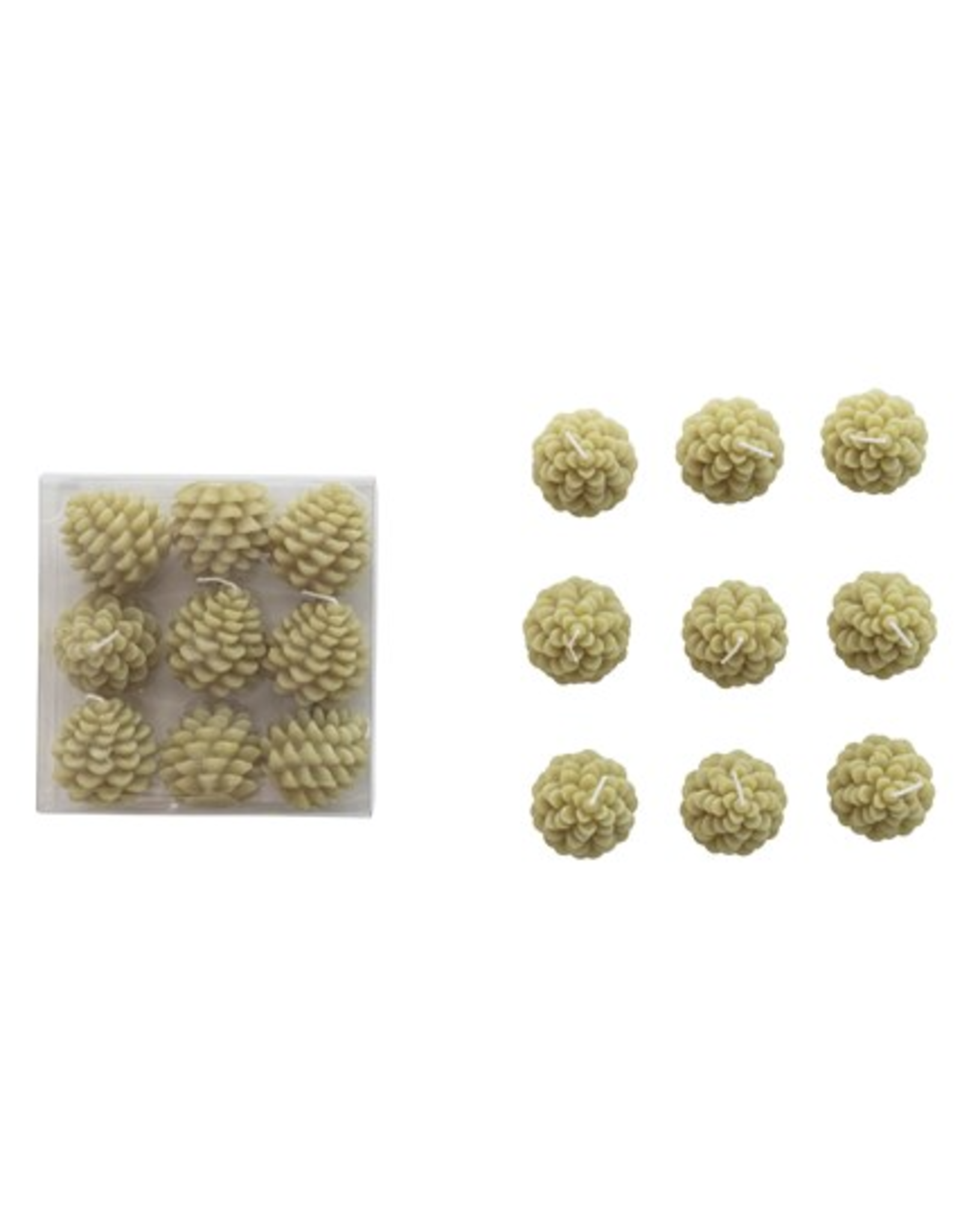 Creative Co-Op Unscented Pinecone Shaped Tealights, Green