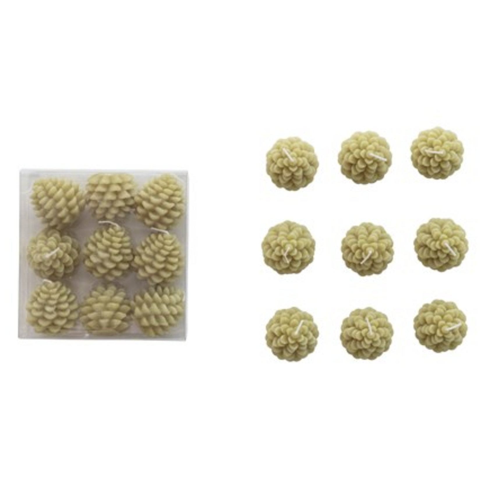 Creative Co-Op Unscented Pinecone Shaped Tealights, Green