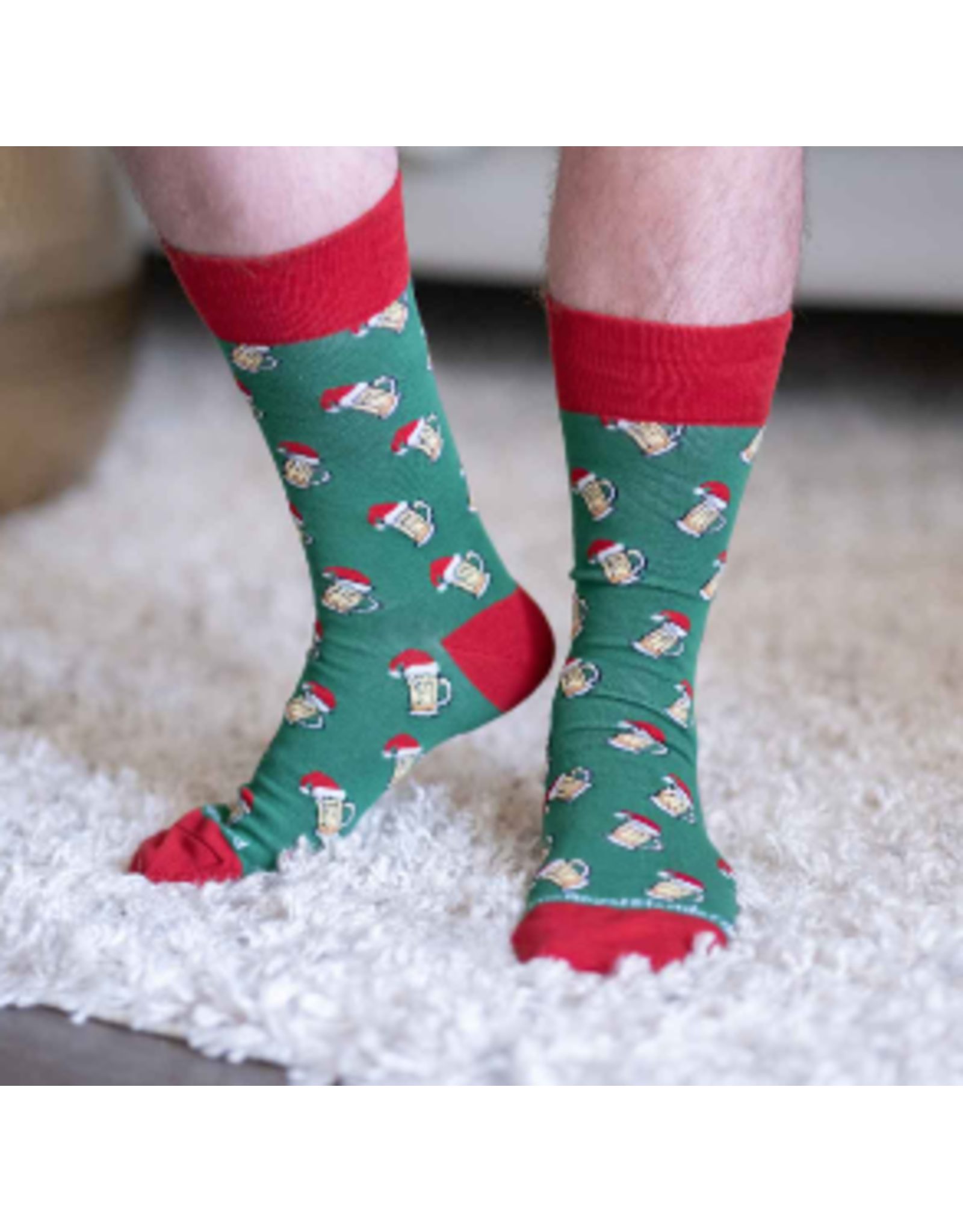 The Royal Standard Men's Christmas Beer Cheers Socks, Green/Red