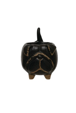 Creative Co-Op Stoneware Dog Ring Holder, black