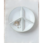 Creative Co-Op Stoneware Peace Sign Divided Dish with 4 Sections, Reactive Glaze