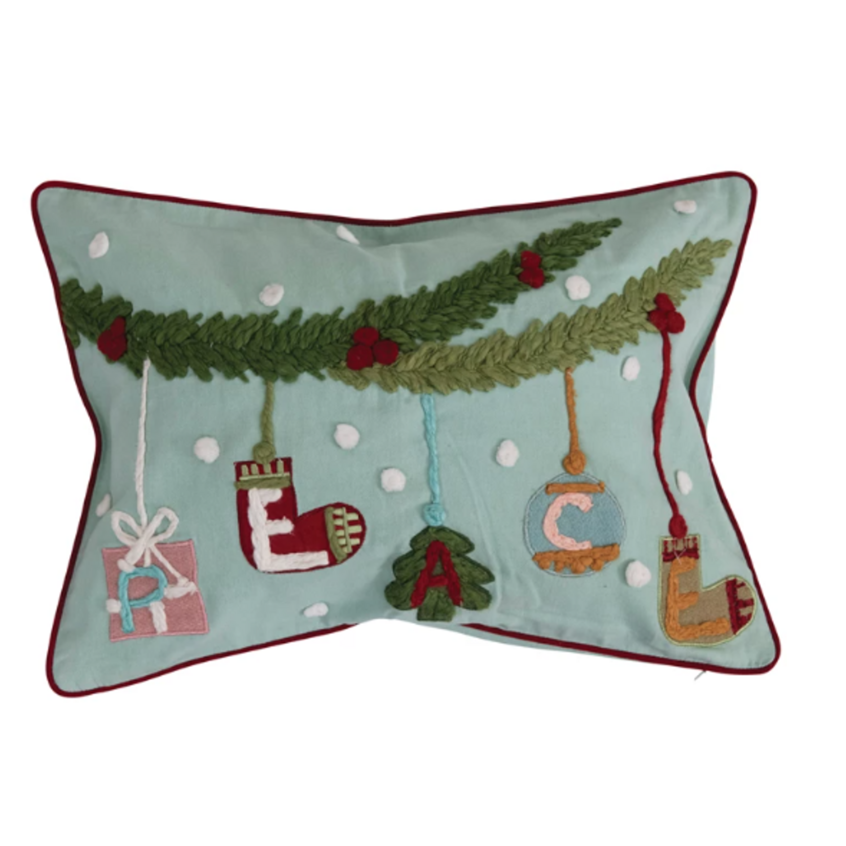 Creative Co-Op Cotton Lumbar Pillow, Peace