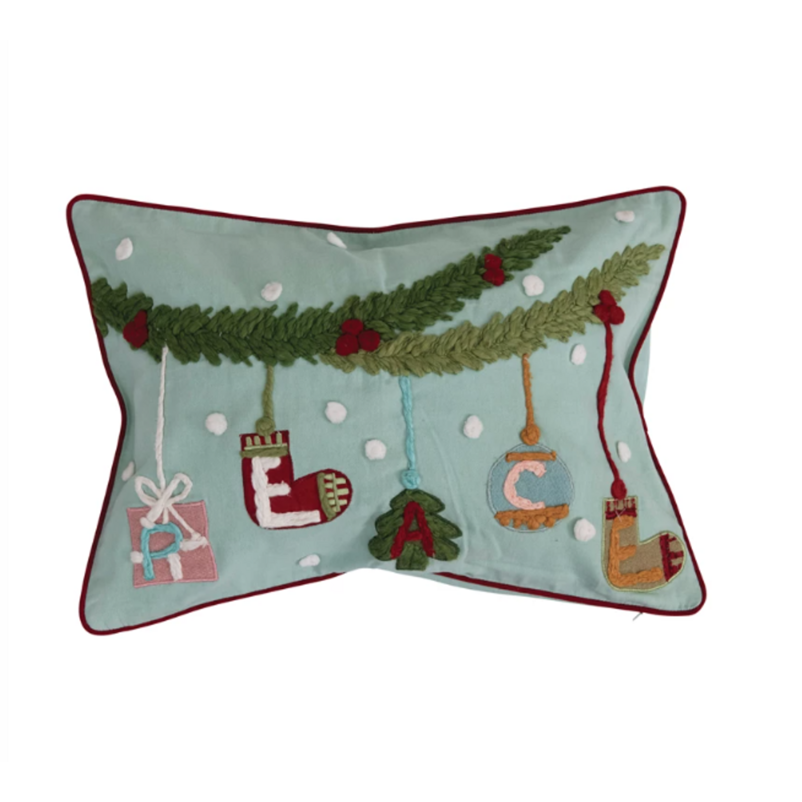 Creative Co-Op Cotton Lumbar Pillow, Peace