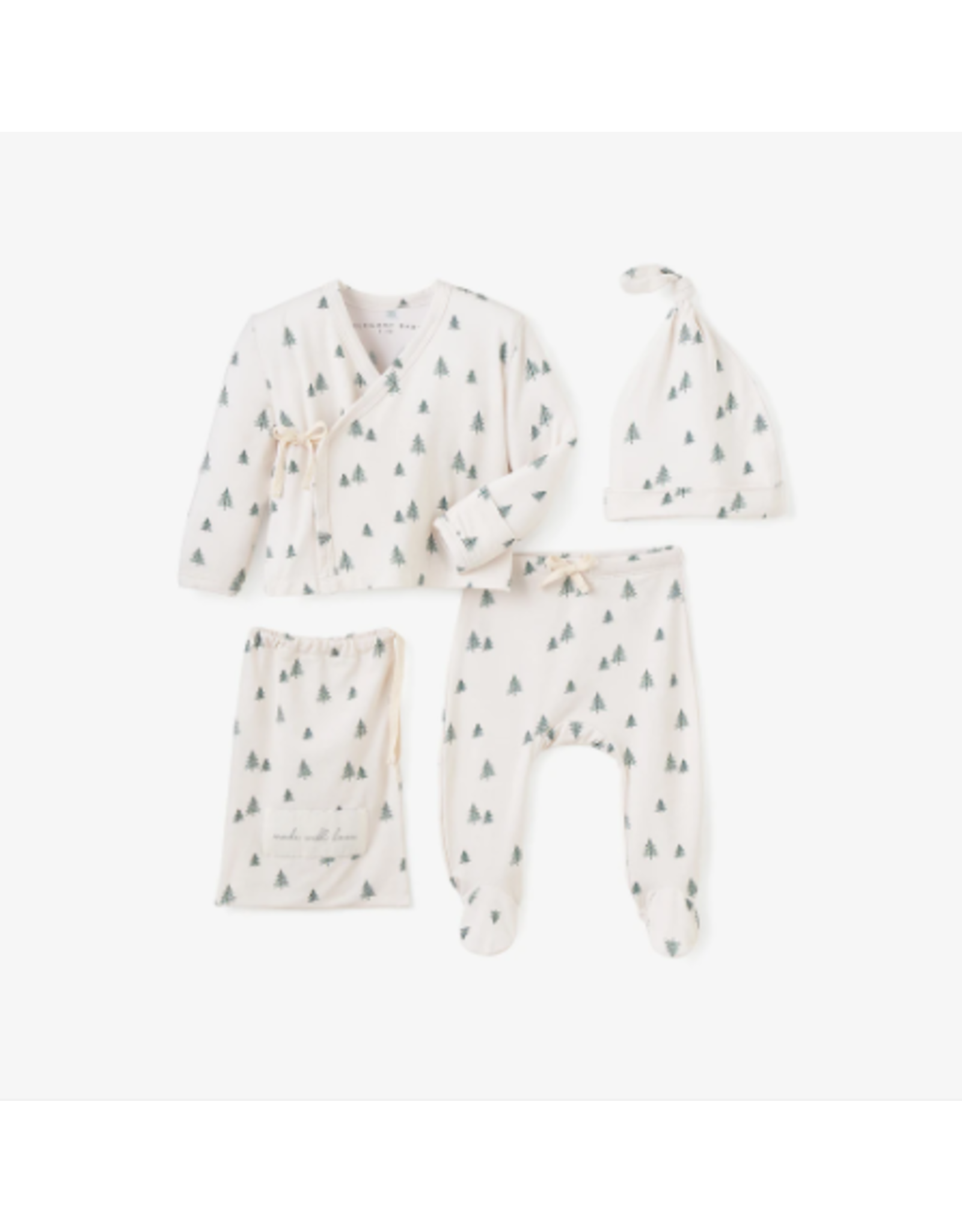 Elegant Baby Tree Kimono Set, 0-3 months