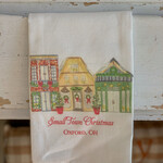 French Graffiti Christmas Small Town Big Heart Oxford Dishtowel