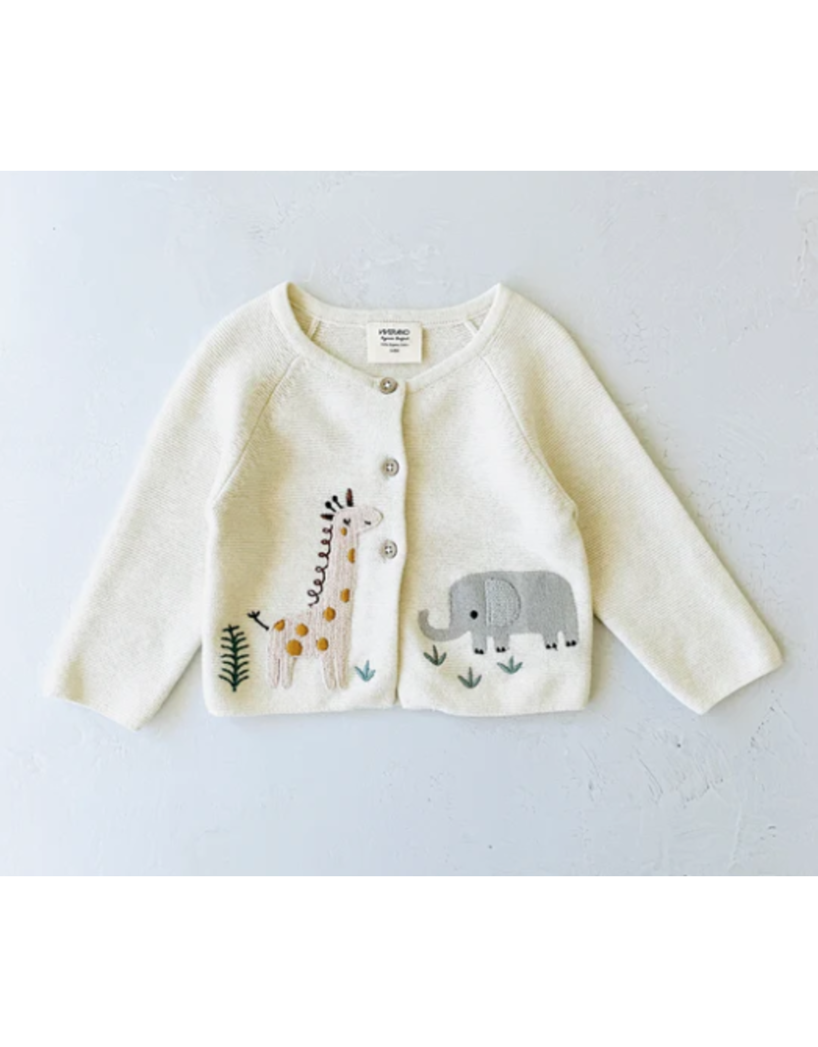 Animal Embroidered Sweater Knit Cardigan, Natural, 3-6 mo.