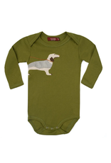 Milkbarn Organic LS One Piece Green Dog, 3-6 mo