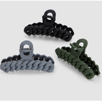 Kitsch Eco-friendly Chain Claw Clip, 3 pc set Black/Moss
