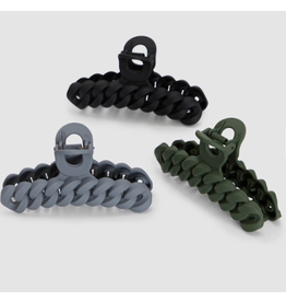 Kitsch Eco-friendly Chain Claw Clip, 3 pc set Black/Moss