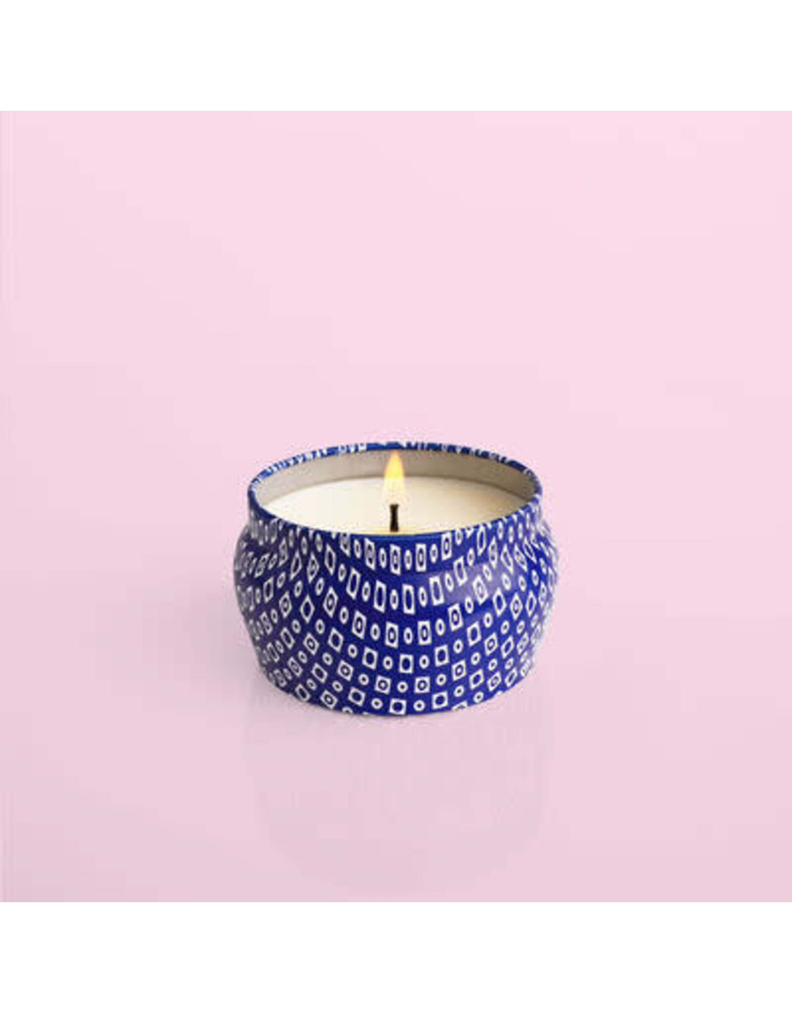 Capri Blue 3 oz Blue Printed Mini Tin Candle, Blue Jean