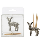 Creative Co-Op 2" Pewter Deer Toothpick Holder w/ Toothpicks
