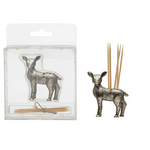 Creative Co-Op 2" Pewter Deer Toothpick Holder w/ Toothpicks