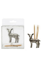 Creative Co-Op 2" Pewter Deer Toothpick Holder w/ Toothpicks