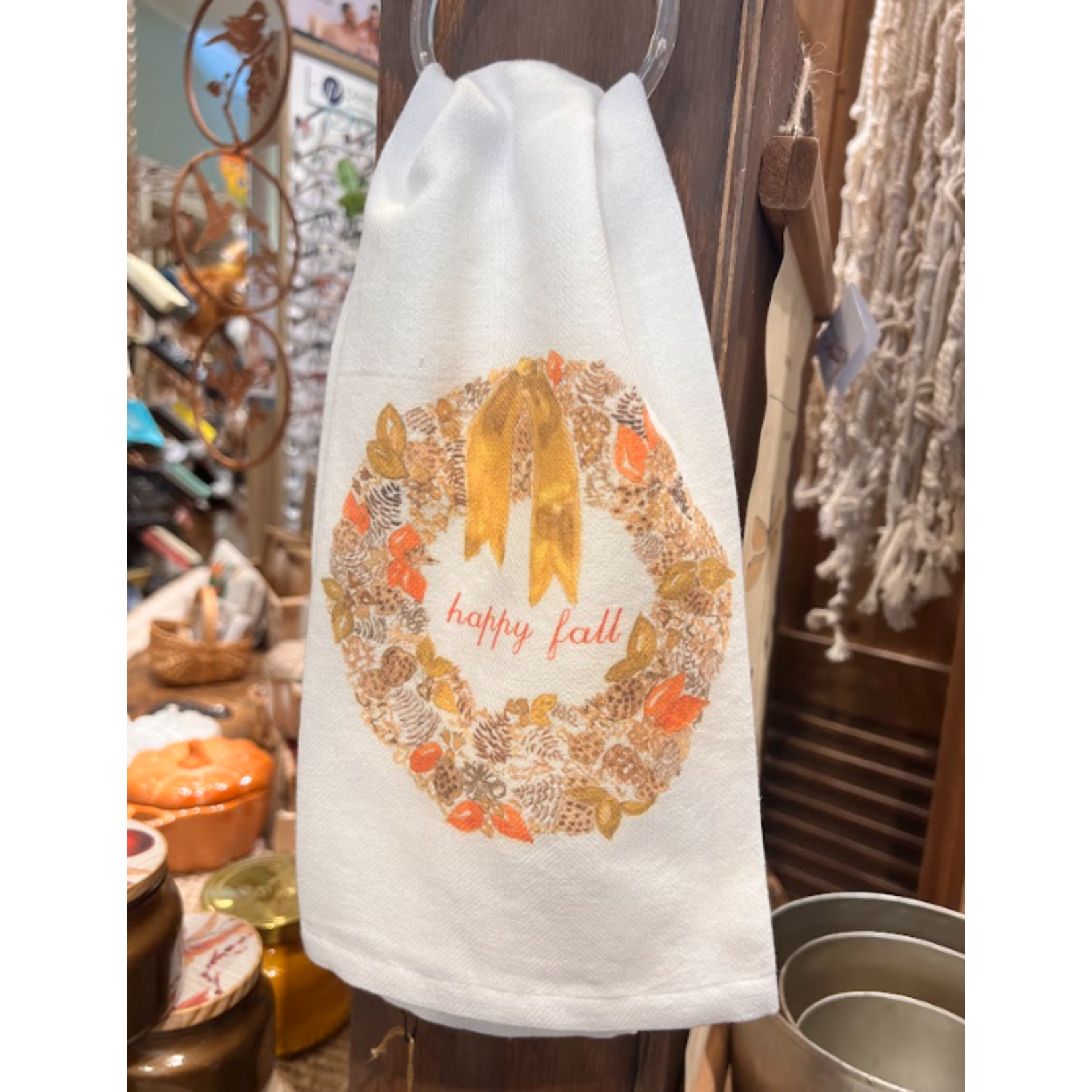 French Graffiti Happy Fall Wreath Dish Towel