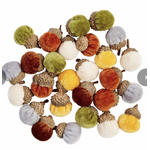 Tiny Velvet Acorn Decor, set of 36