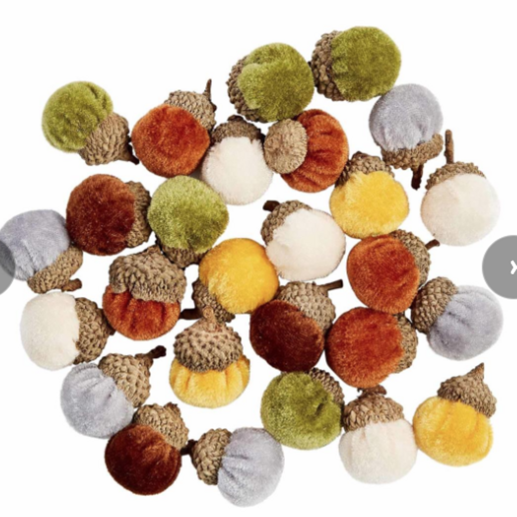 Tiny Velvet Acorn Decor, set of 36