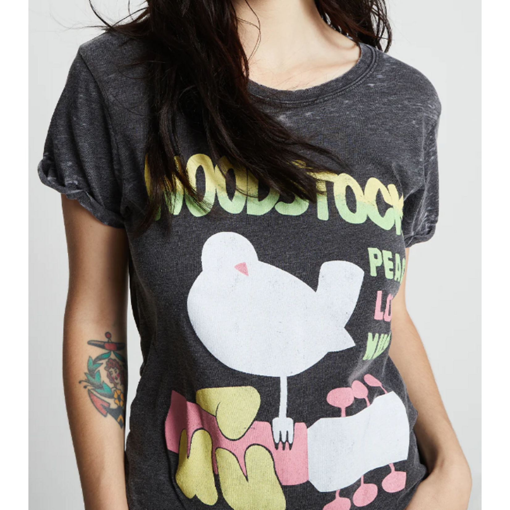 Woodstock Peace Love Music Burnout Tee