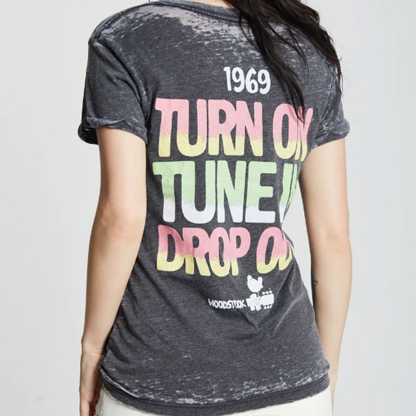 Woodstock Peace Love Music Burnout Tee