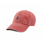 Smathers & Branson S&B Needlepoint Ball Cap Crossed Hockey Sticks on Nantucket Red