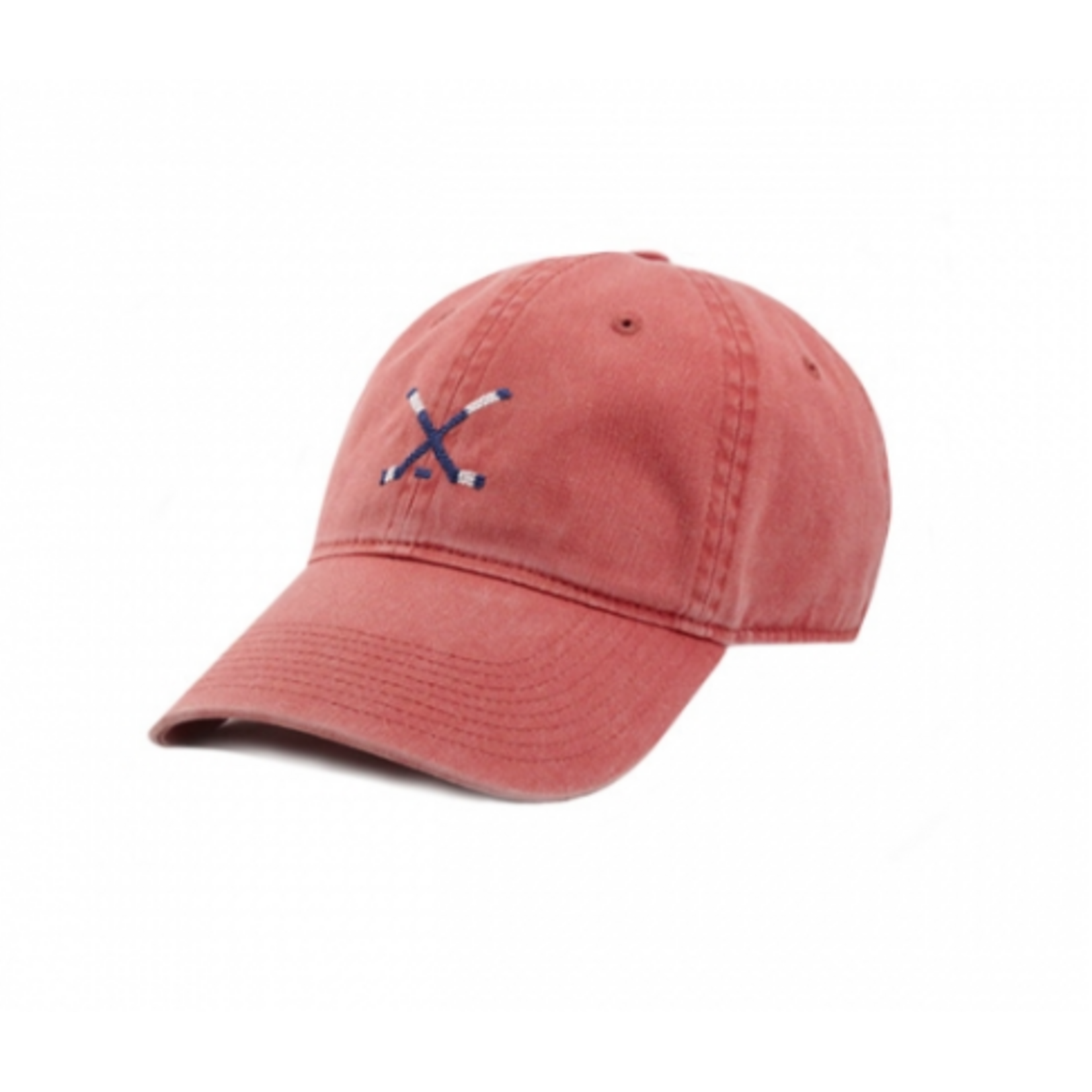 Smathers & Branson S&B Needlepoint Ball Cap Crossed Hockey Sticks on Nantucket Red