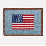 Smathers & Branson S&B Needlepoint Card Wallet, American flag antique