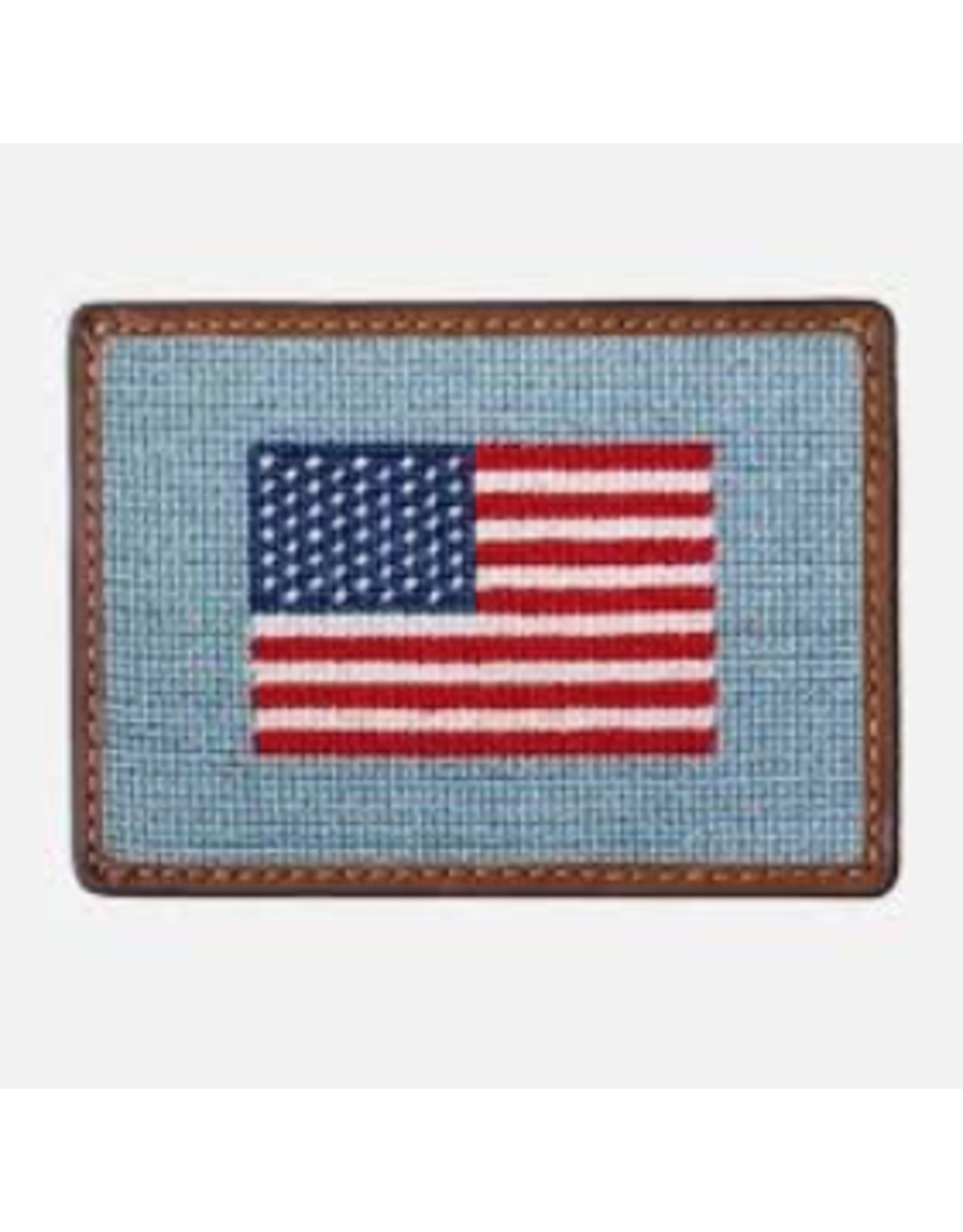Smathers & Branson S&B Needlepoint Card Wallet, American flag antique