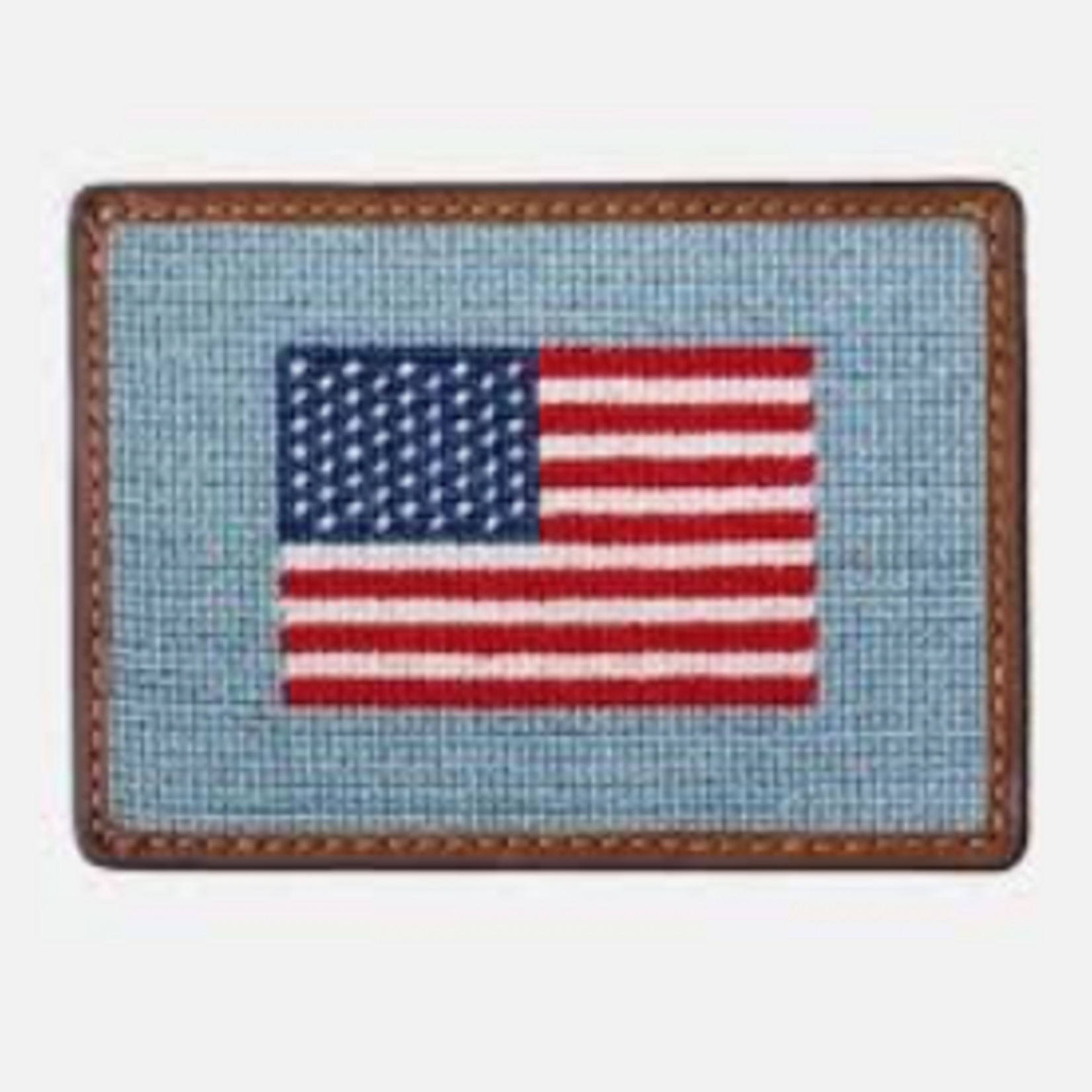 Smathers & Branson S&B Needlepoint Card Wallet, American flag antique