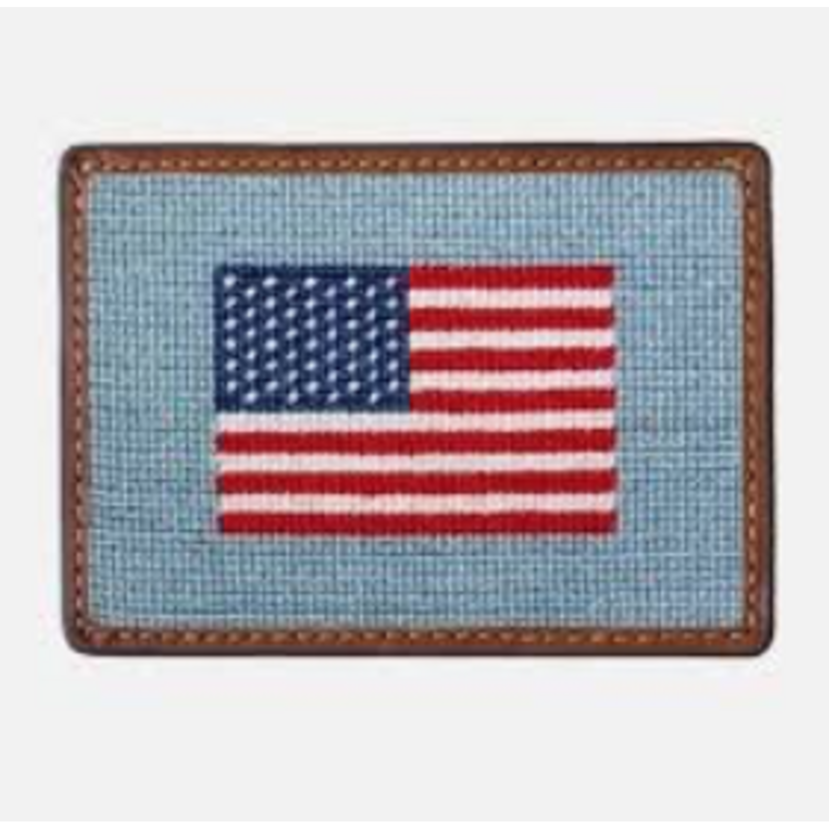 Smathers & Branson S&B Needlepoint Card Wallet, American flag antique