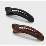 Kitsch Kitsch Recycled Plastic Flat Lay Claw Flat Clips, 2 pc. set, black/tortoise