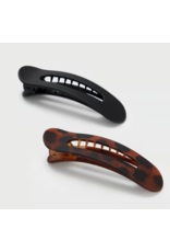 Kitsch Kitsch Recycled Plastic Flat Lay Claw Flat Clips, 2 pc. set, black/tortoise