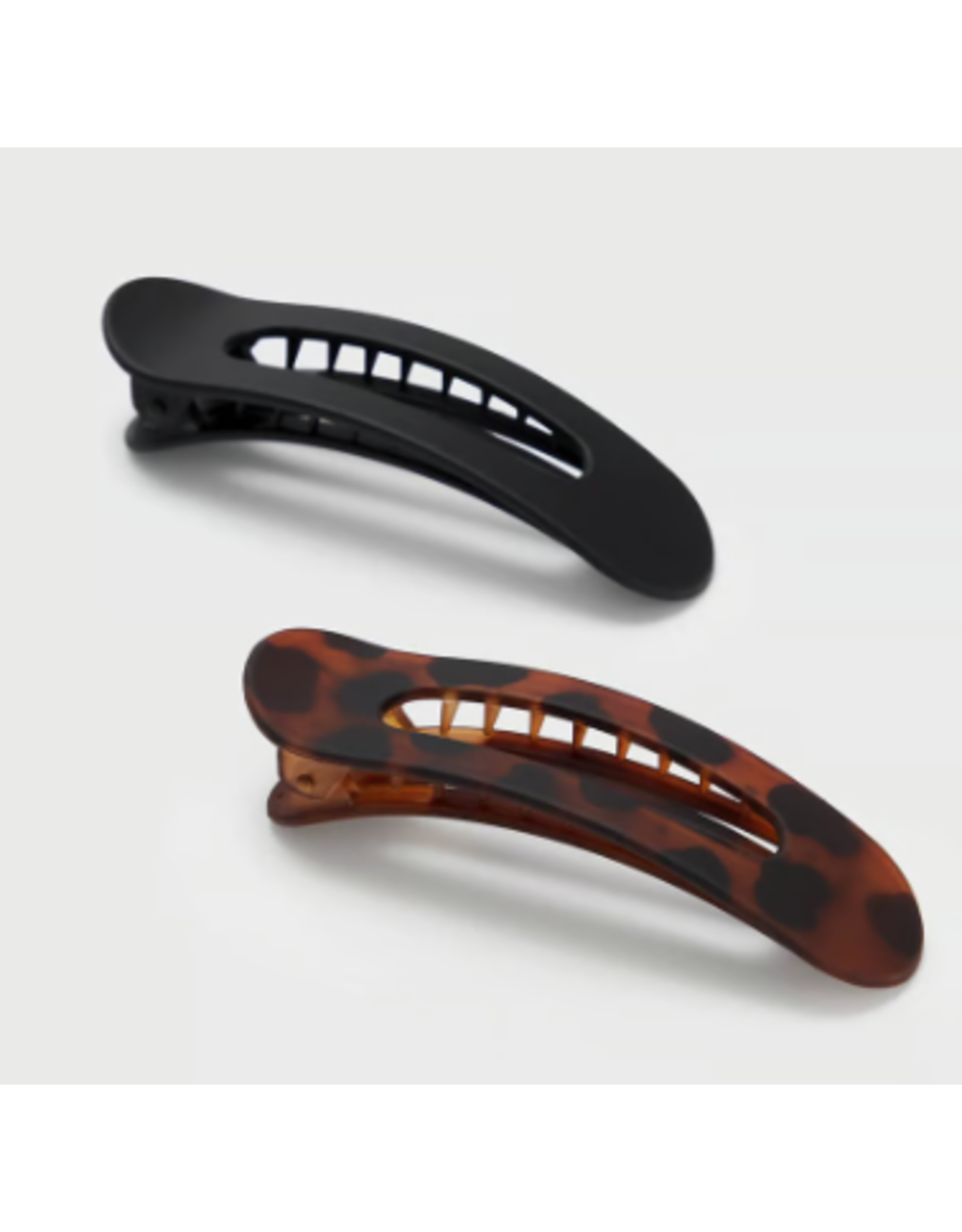 Kitsch Kitsch Recycled Plastic Flat Lay Claw Flat Clips, 2 pc. set, black/tortoise