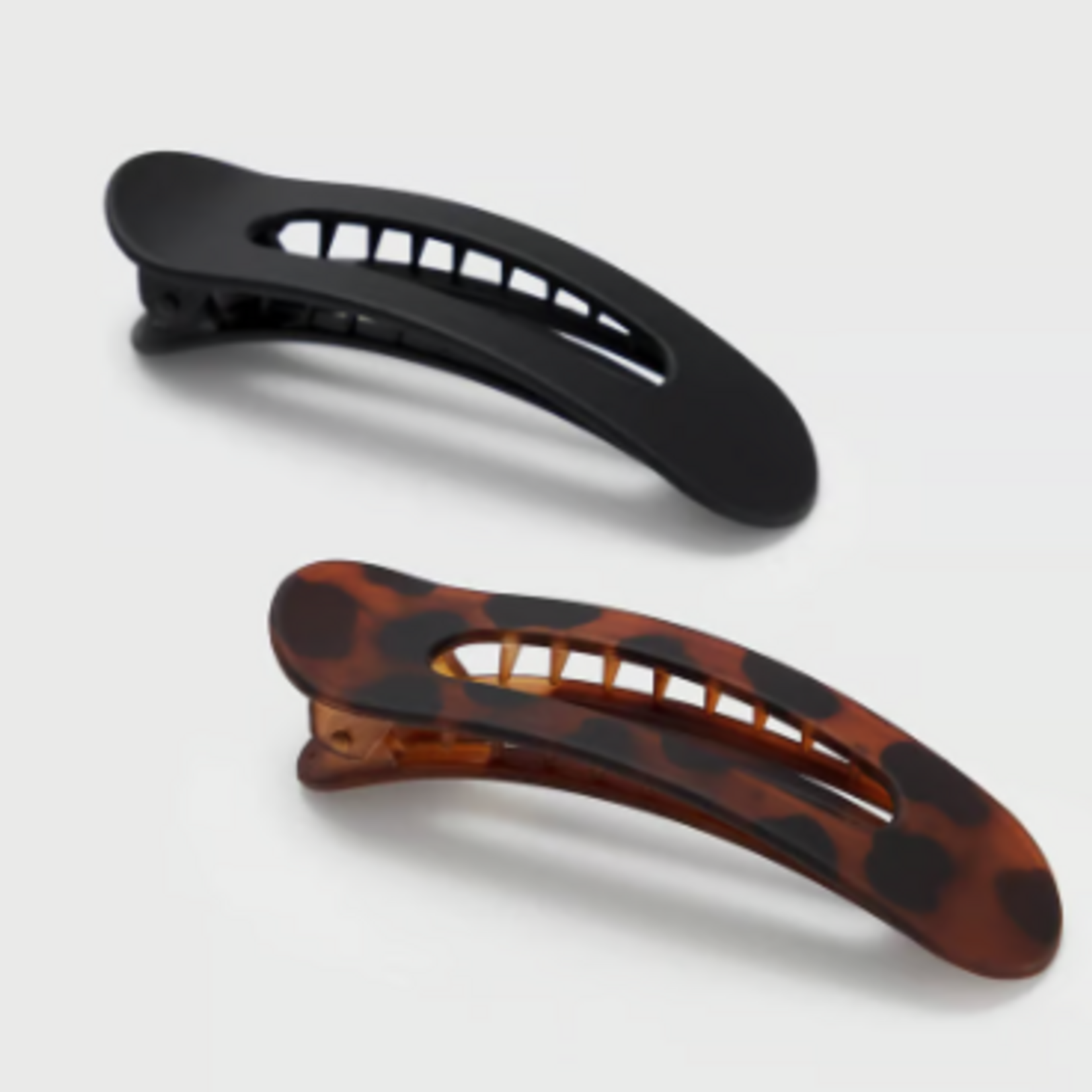 Kitsch Kitsch Recycled Plastic Flat Lay Claw Flat Clips, 2 pc. set, black/tortoise