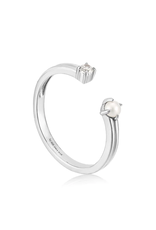 Ania Haie Ania Haie Pearl Power Sparkle Adjustable Ring, silver