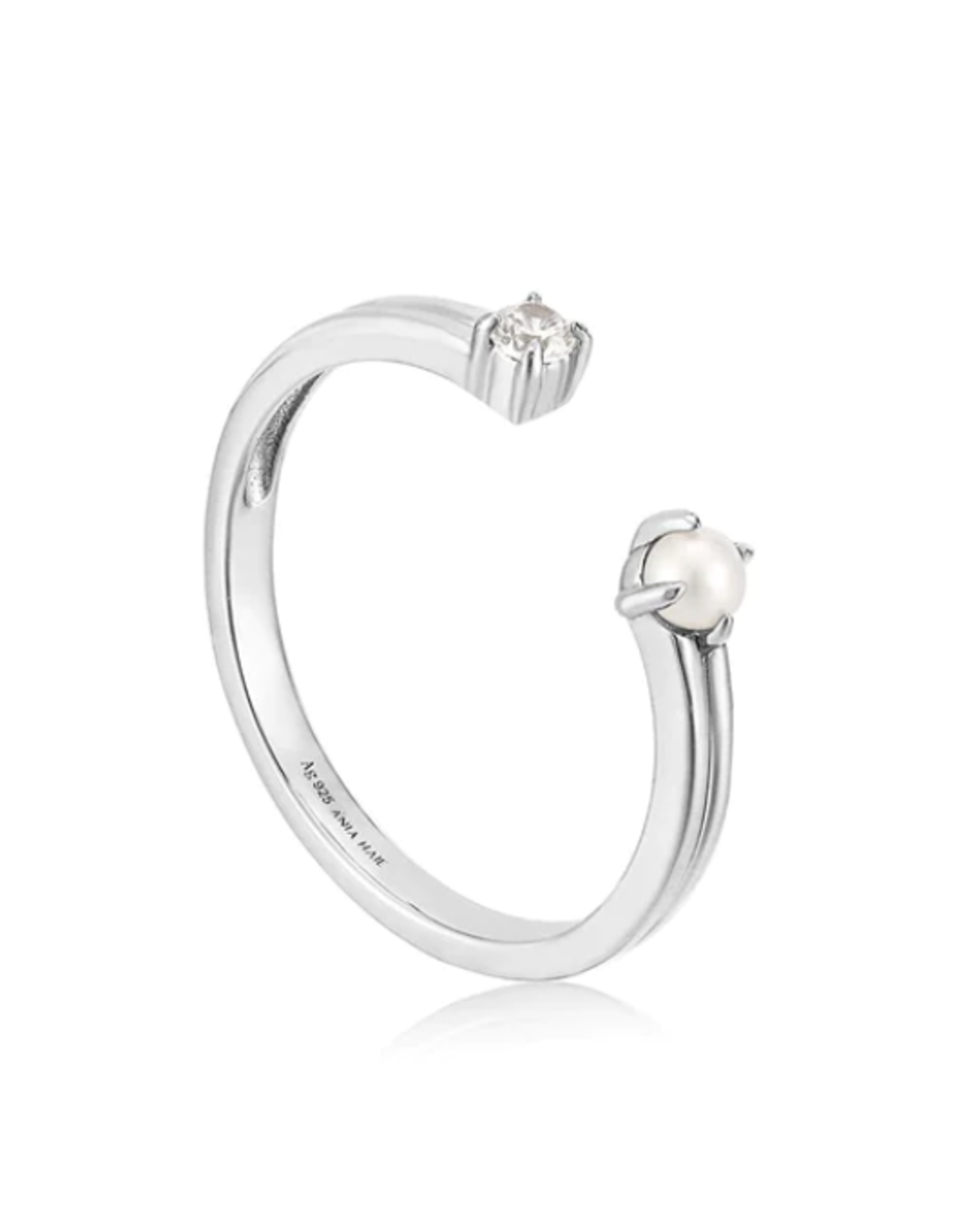 Ania Haie Ania Haie Pearl Power Sparkle Adjustable Ring, silver