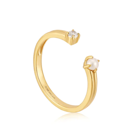 Ania Haie Ania Haie Pearl Power Sparkle Adjustable Ring, gold