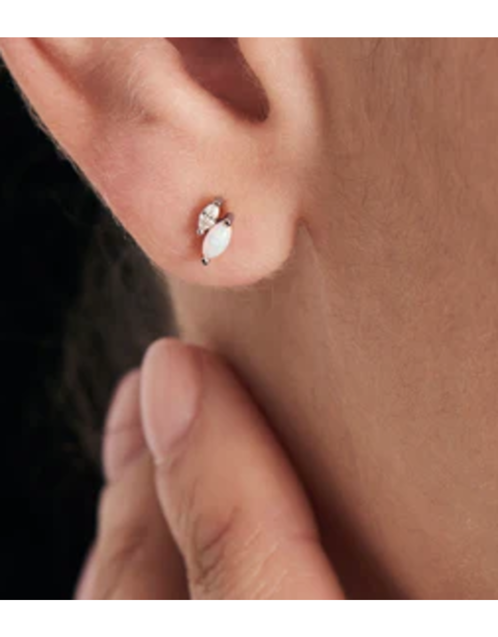 Ania Haie Ania Haie Ear Edit Kyoto Opal+Sparkle Marquise Barbell Single Earring, silver