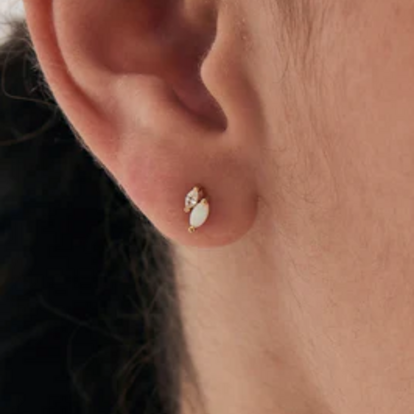 Ania Haie Ania Haie Ear Edit Kyoto Opal+Sparkle Marquise Barbell Single Earring, gold