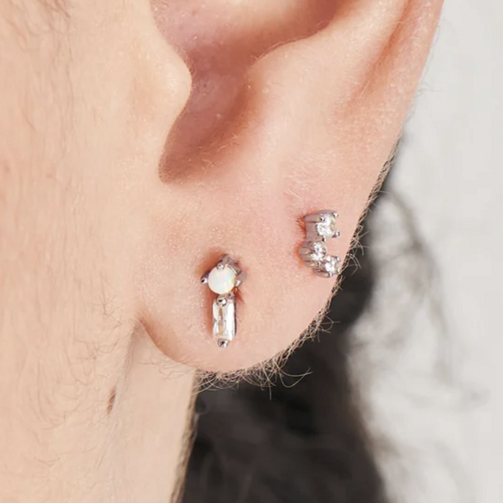 Ania Haie Ania Haie Ear Edit Kyoto Opal Sparkle Barbell Single Earring, silver