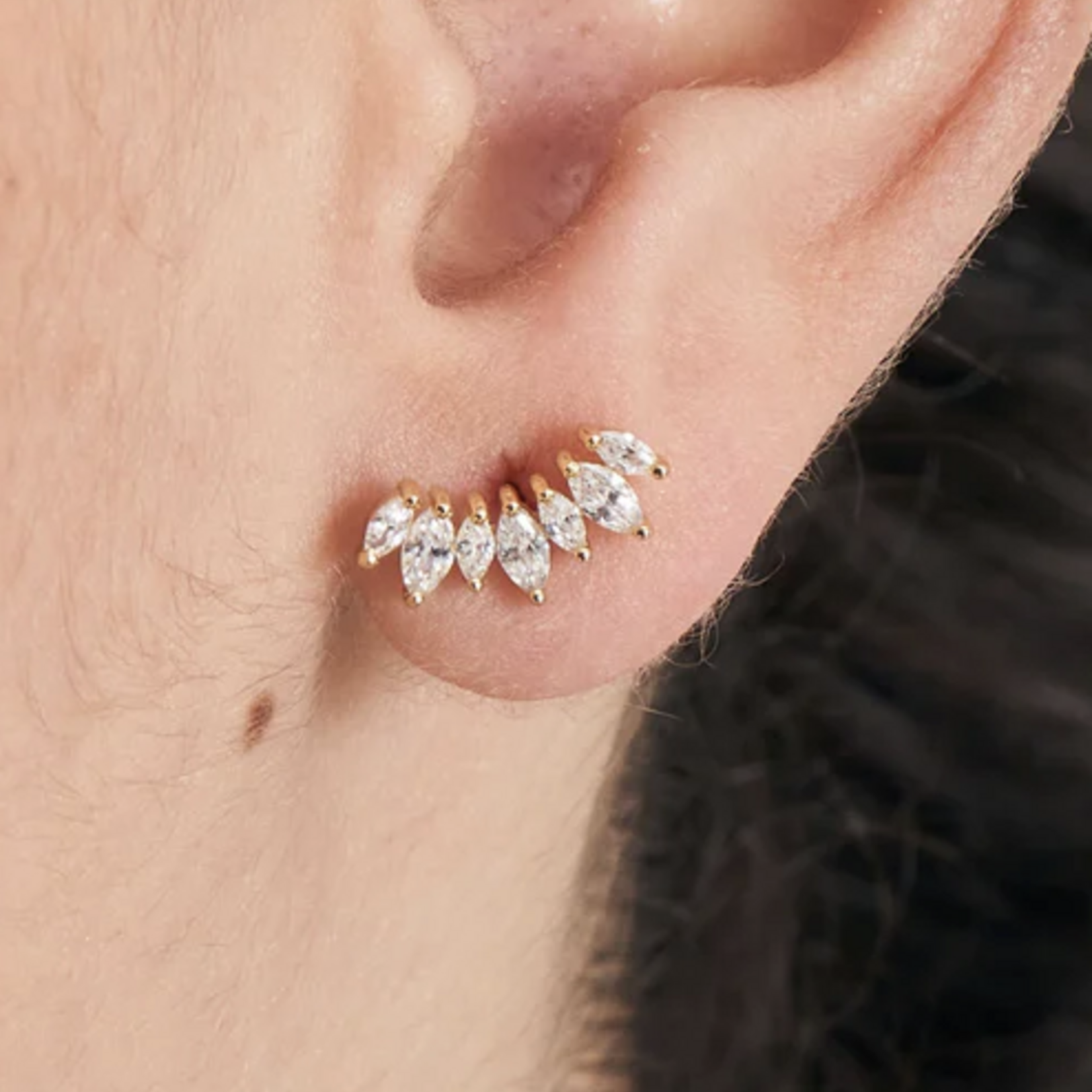 Ania Haie Ania Haie Ear Edit Sparkle Marquise Climber Barbell Single Earring, gold
