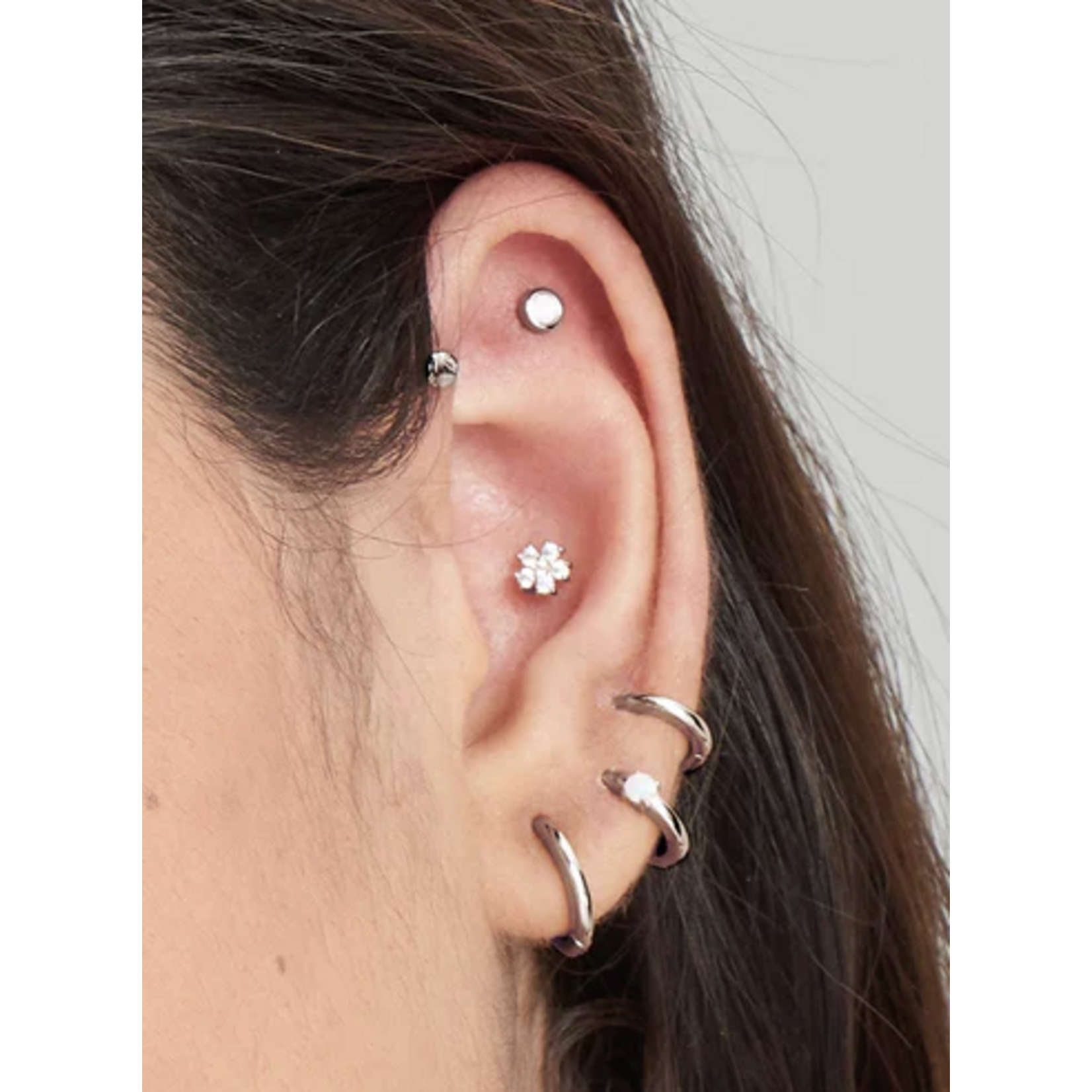 Ania Haie Ear Edit Opal Bezel Barbell Single Earring, silver