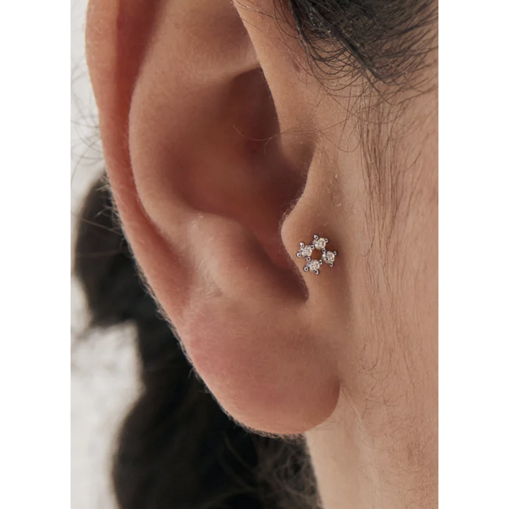 Ania Haie Ania Haie Ear Edit Sparkle Cross Barbell Single Earring, silver
