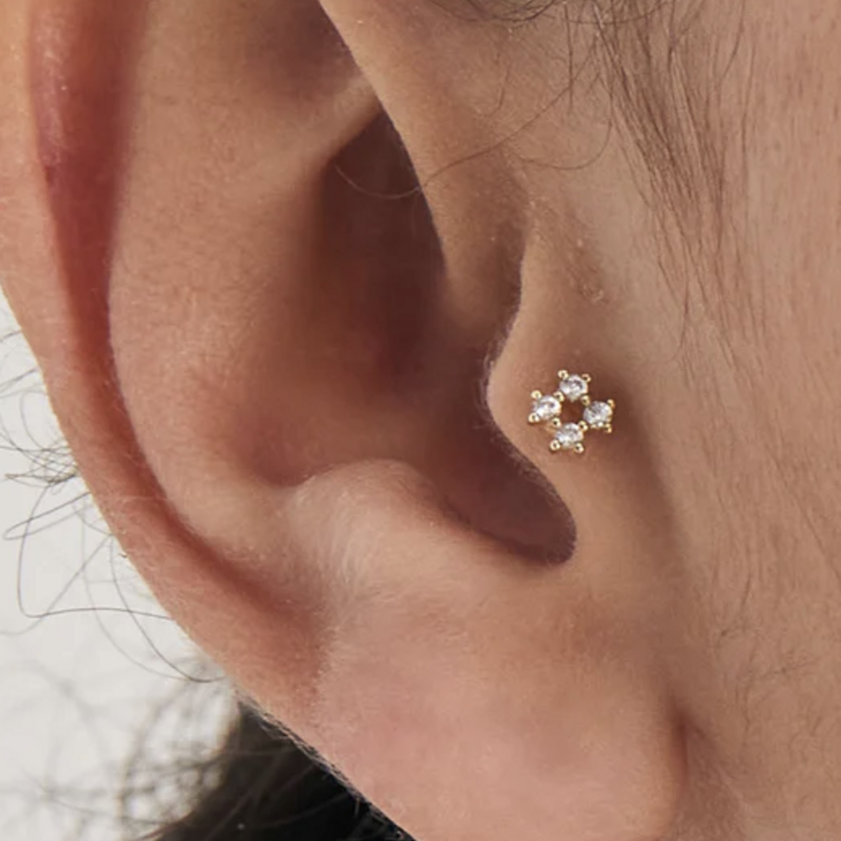 Ania Haie Ear Edit Sparkle Cross Barbell Single Earring, gold